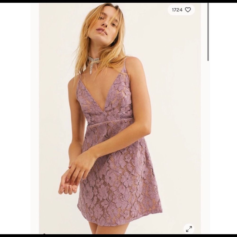 Free People Blush Pink Lace Mini Dress